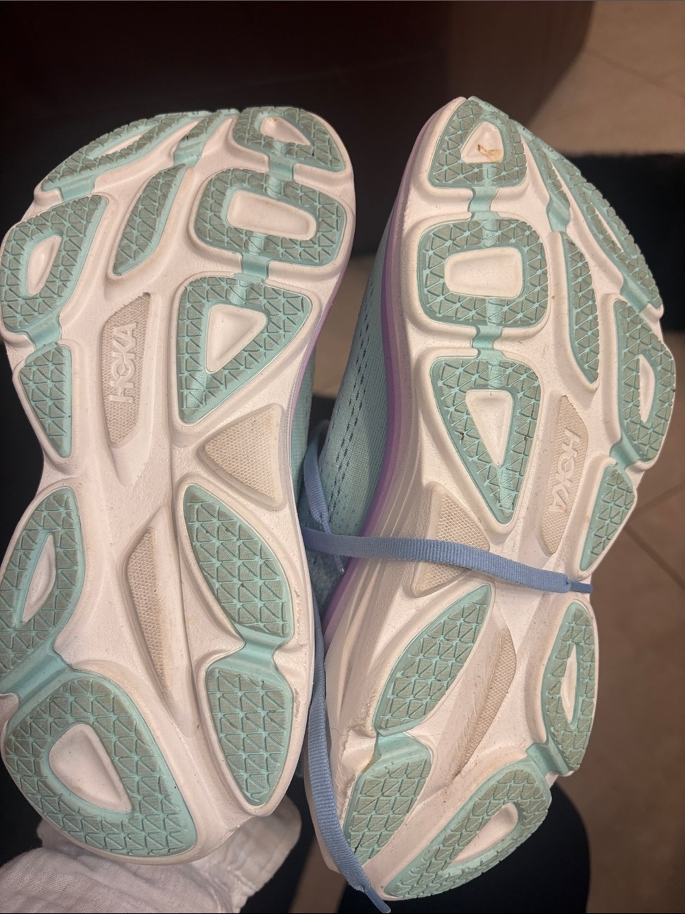 Hoka Women's Bondi 8 Pastel Blue with Lavender Trim Running Sneakers - Picture 4 of 5